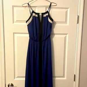 Blue with black strip maxi dress